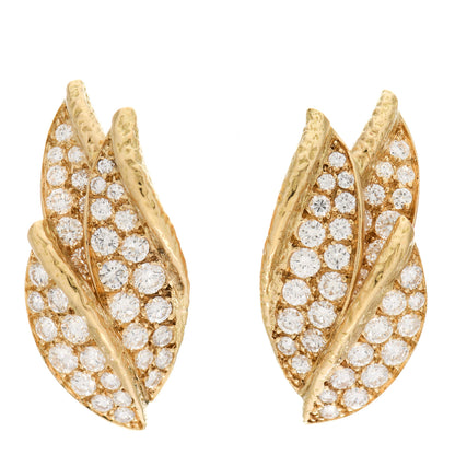 Piaget 18K Yellow Gold Diamond Leaf Clip-On Earrings 1 of 6