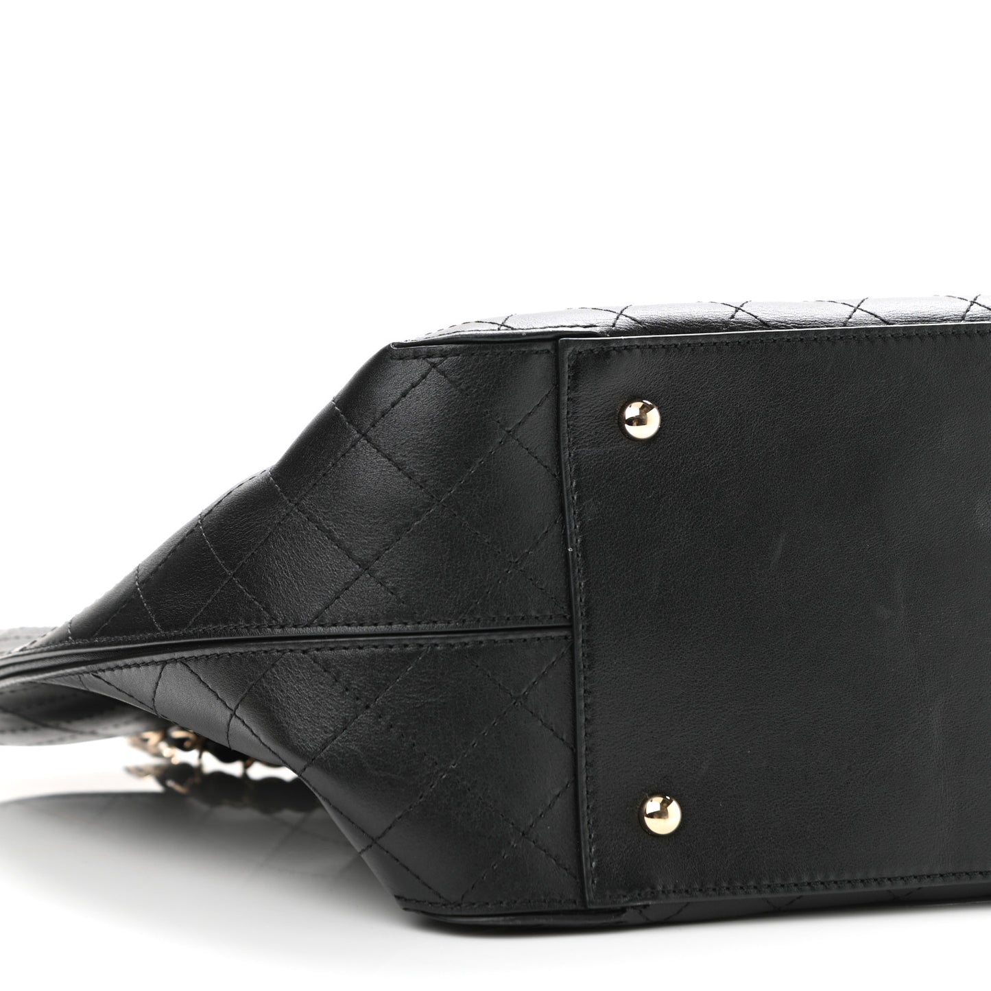 Calfskin Stitched Shopping Tote Black