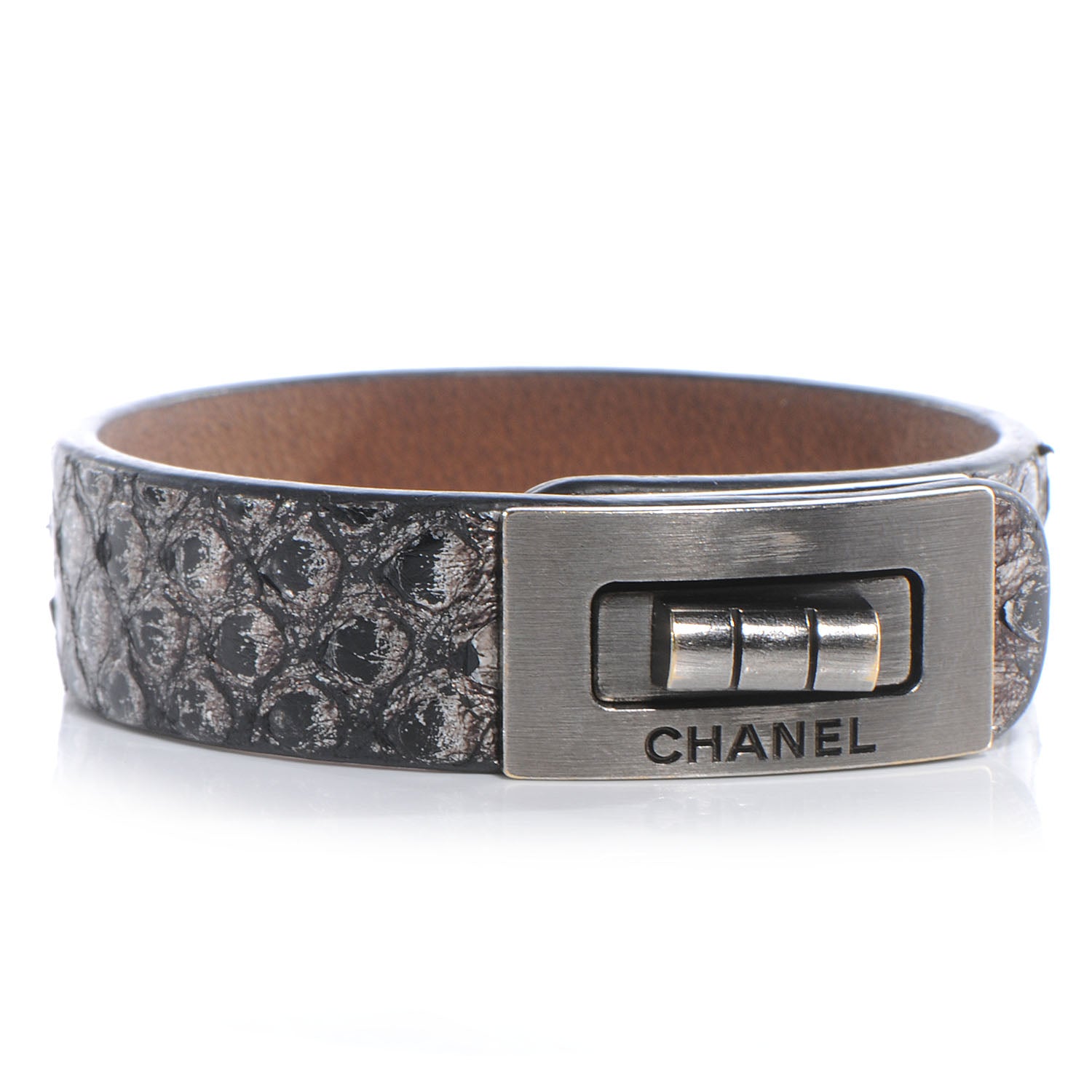 Chanel Python Reissue Turnlock Bracelet Silver 3 of 6