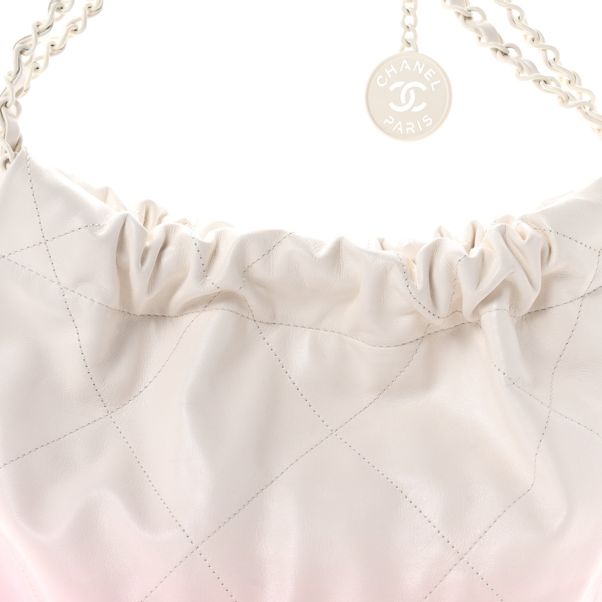 Chanel Patent Gradient Calfskin Quilted Small Chanel 22 White Light Pink 9 of 11