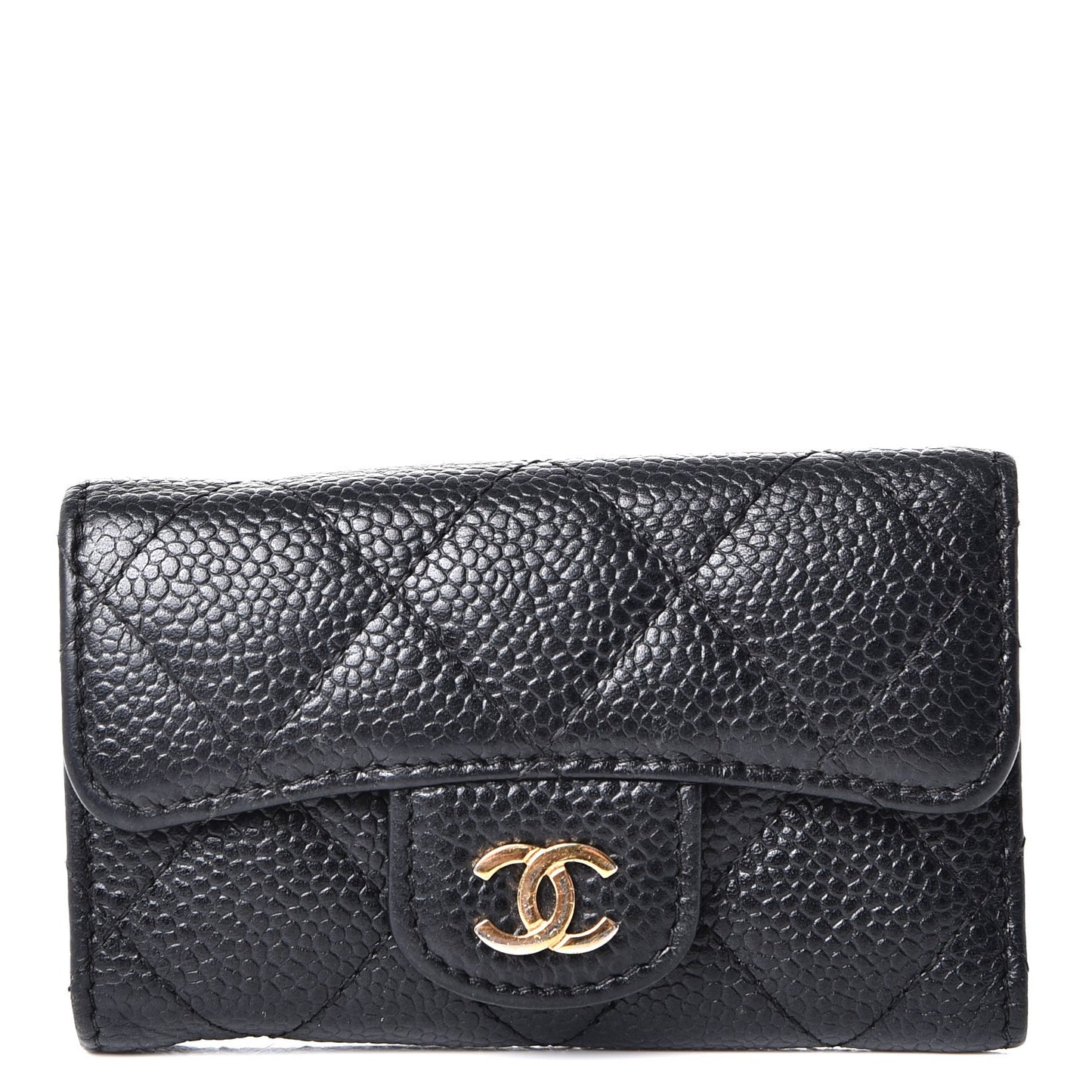 Caviar Quilted 6 Key Holder Black