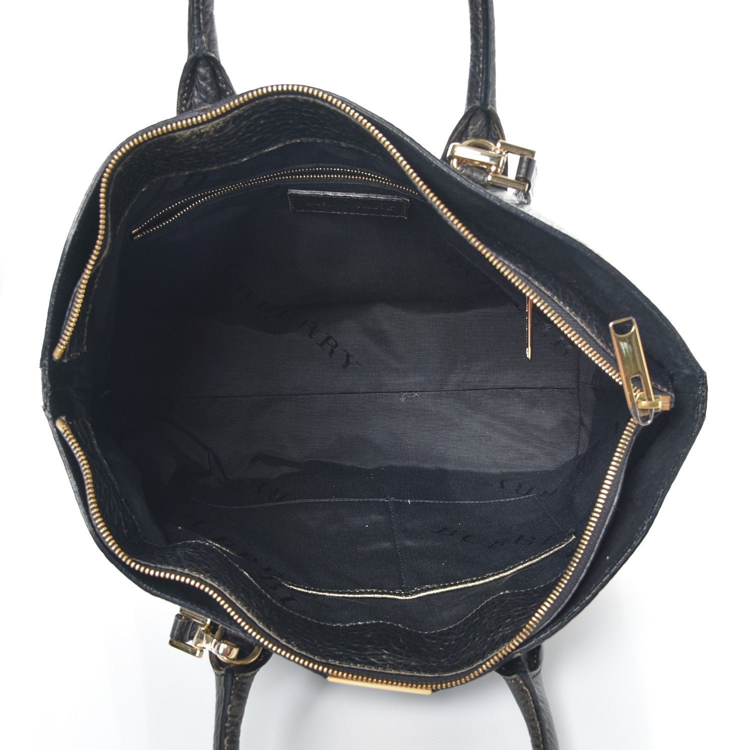 Burberry Gradient Metallic Signature Grain Medium Dewsbury Tote Black Gold 5 of 13