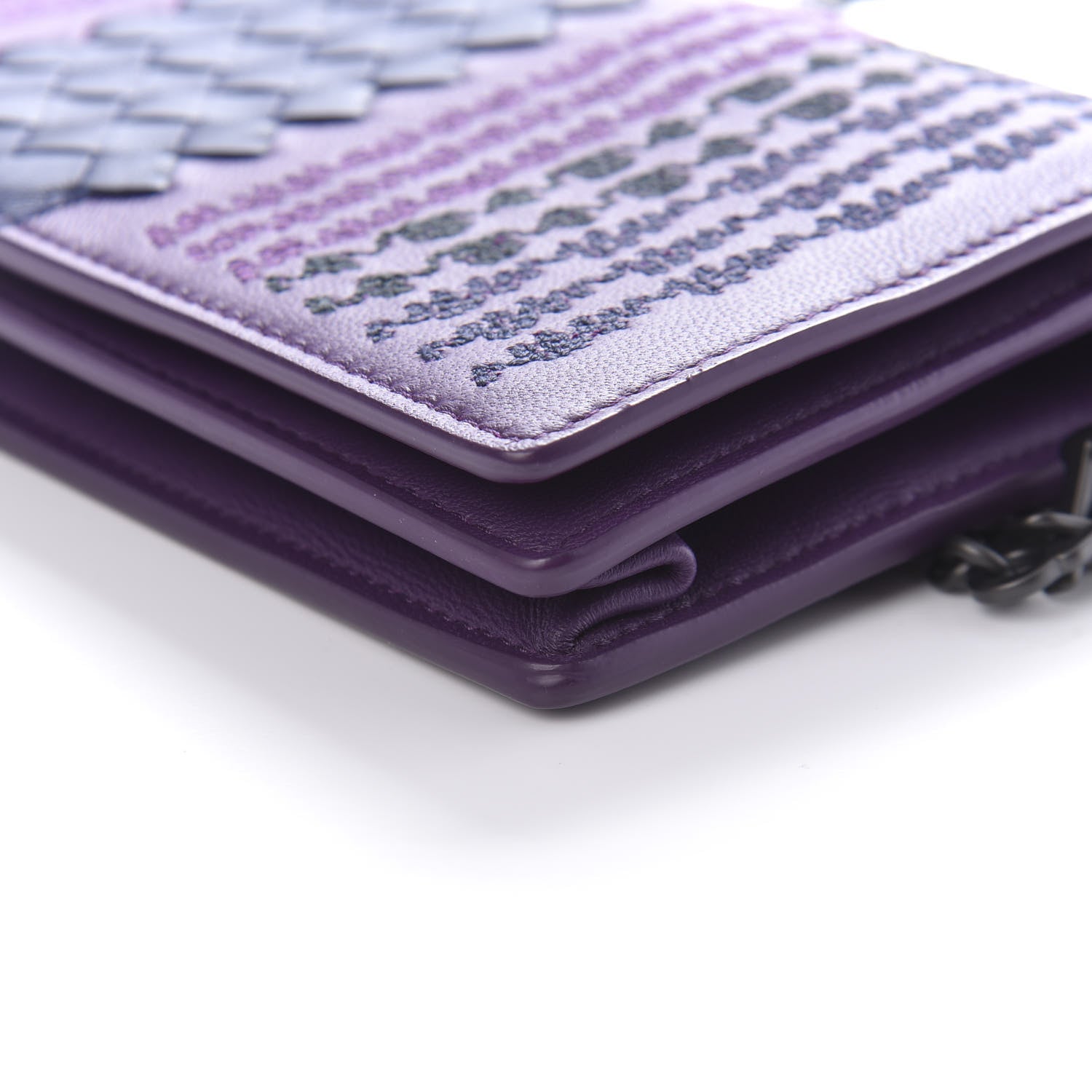 Bottega Veneta Nappa Intrecciato Embroidered Continental Wallet on Chain Mona Lisa Atlantic 8 of 9