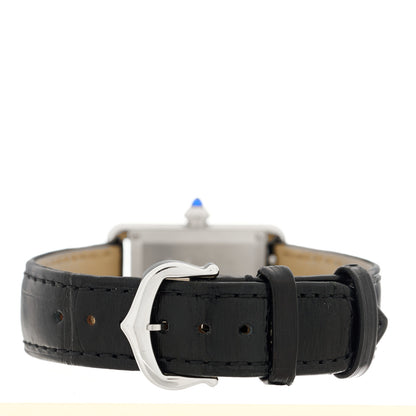 Cartier Stainless Steel Alligator 22mm Must de Cartier Tank Quartz Watch Black 3 of 5