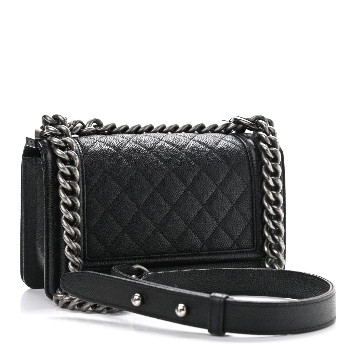 Caviar Quilted Small Boy Flap Black