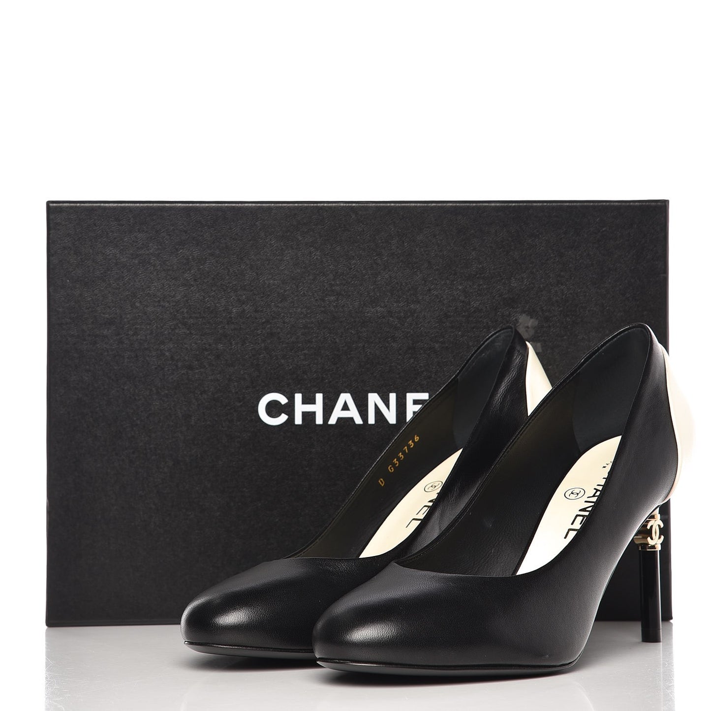 Lambskin CC Pumps 39 Black Ivory