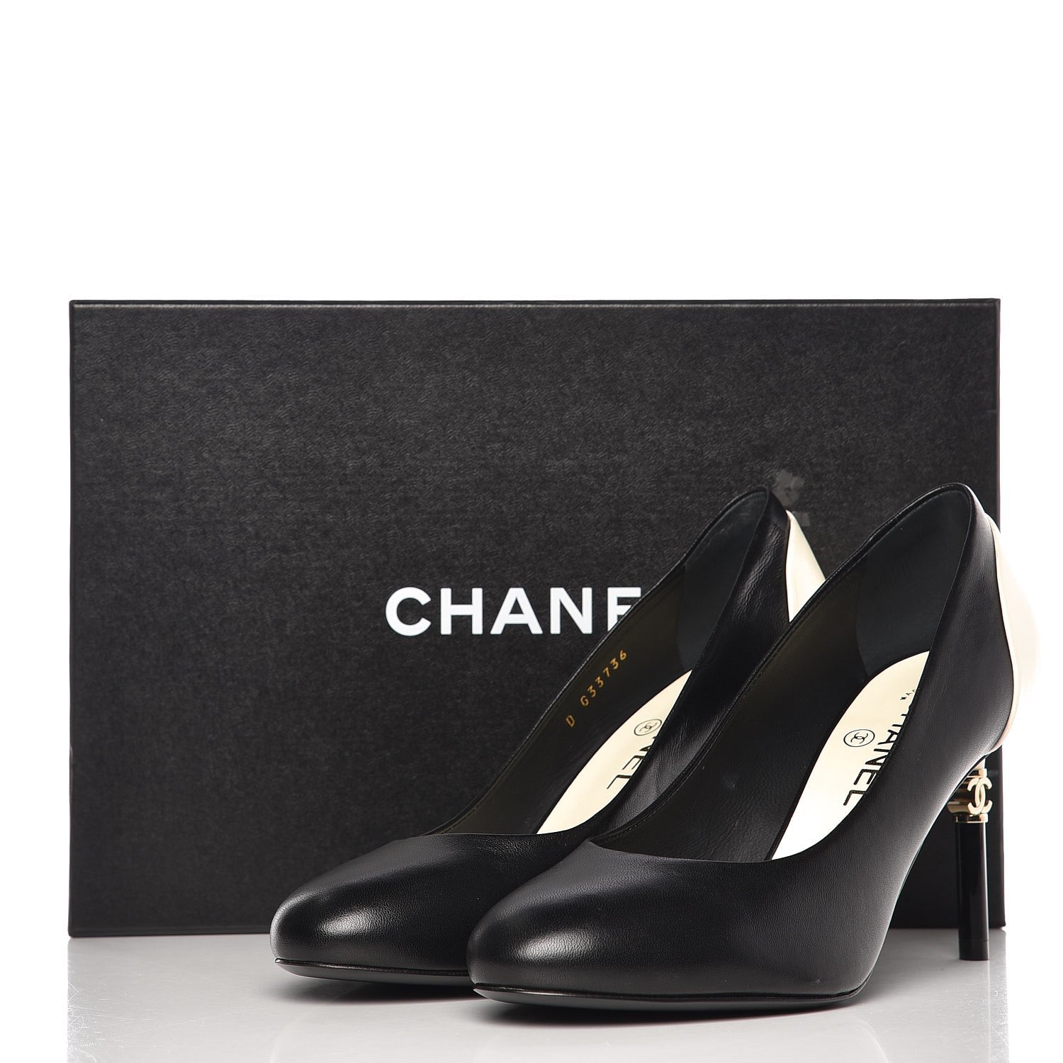 Chanel Lambskin CC Pumps 39 Black Ivory 9 of 9