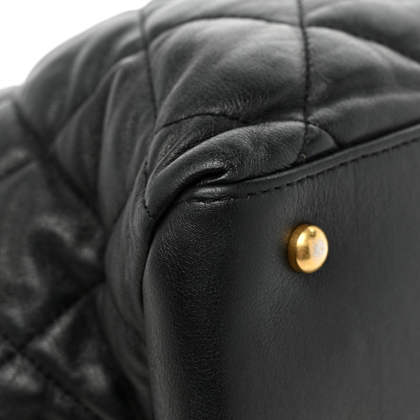 Calfskin Quilted Large Soft Elegance Tote Black