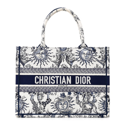 Christian Dior Canvas Embroidered Medium Toile De Jouy Soleil Book Tote Blue 1 of 11