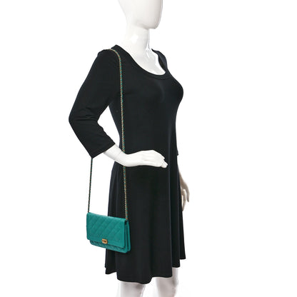 Chanel Lambskin Quilted Boy Wallet On Chain WOC Turquoise 3 of 9
