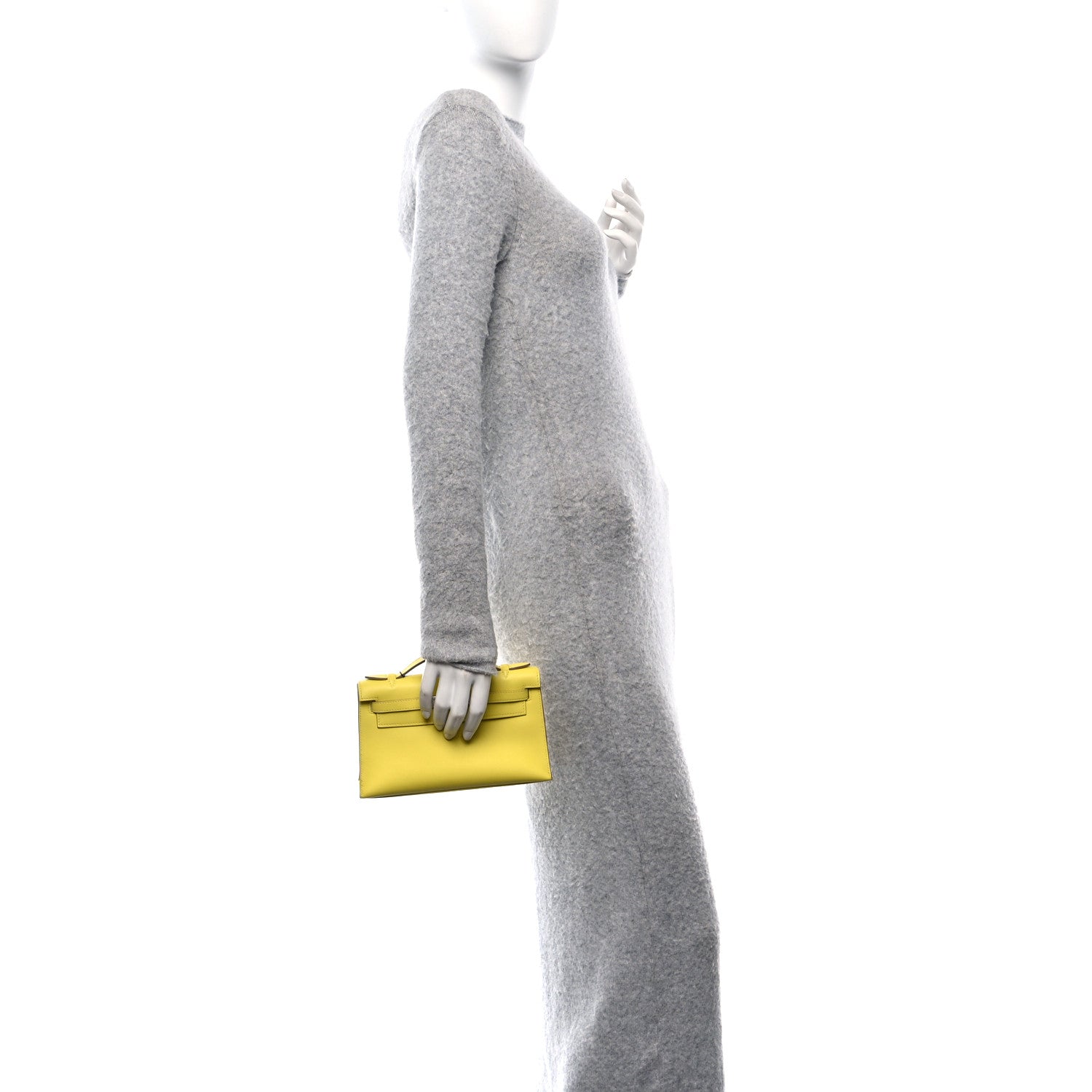Hermes Swift Kelly Pochette Clutch Lime 2 of 11