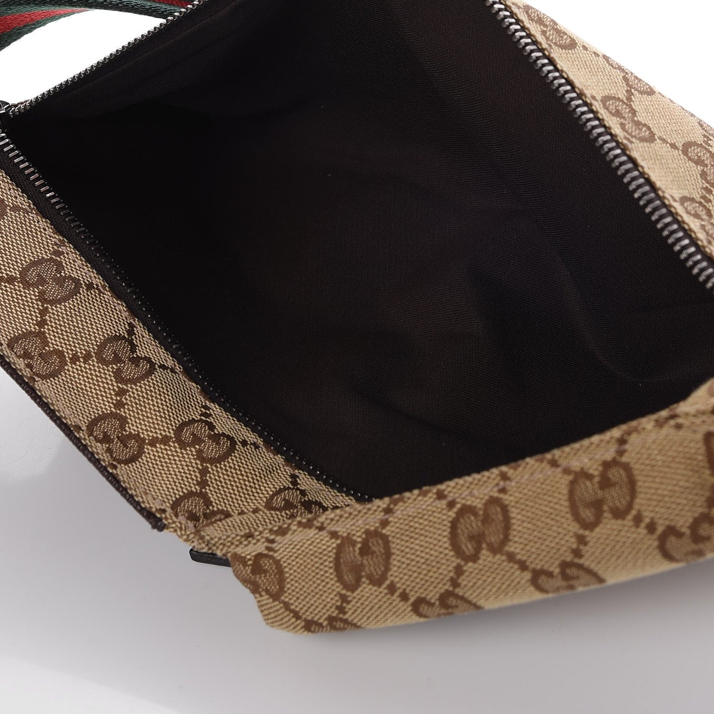 GG Monogram Web Double Pocket Belt Bag Dark Brown