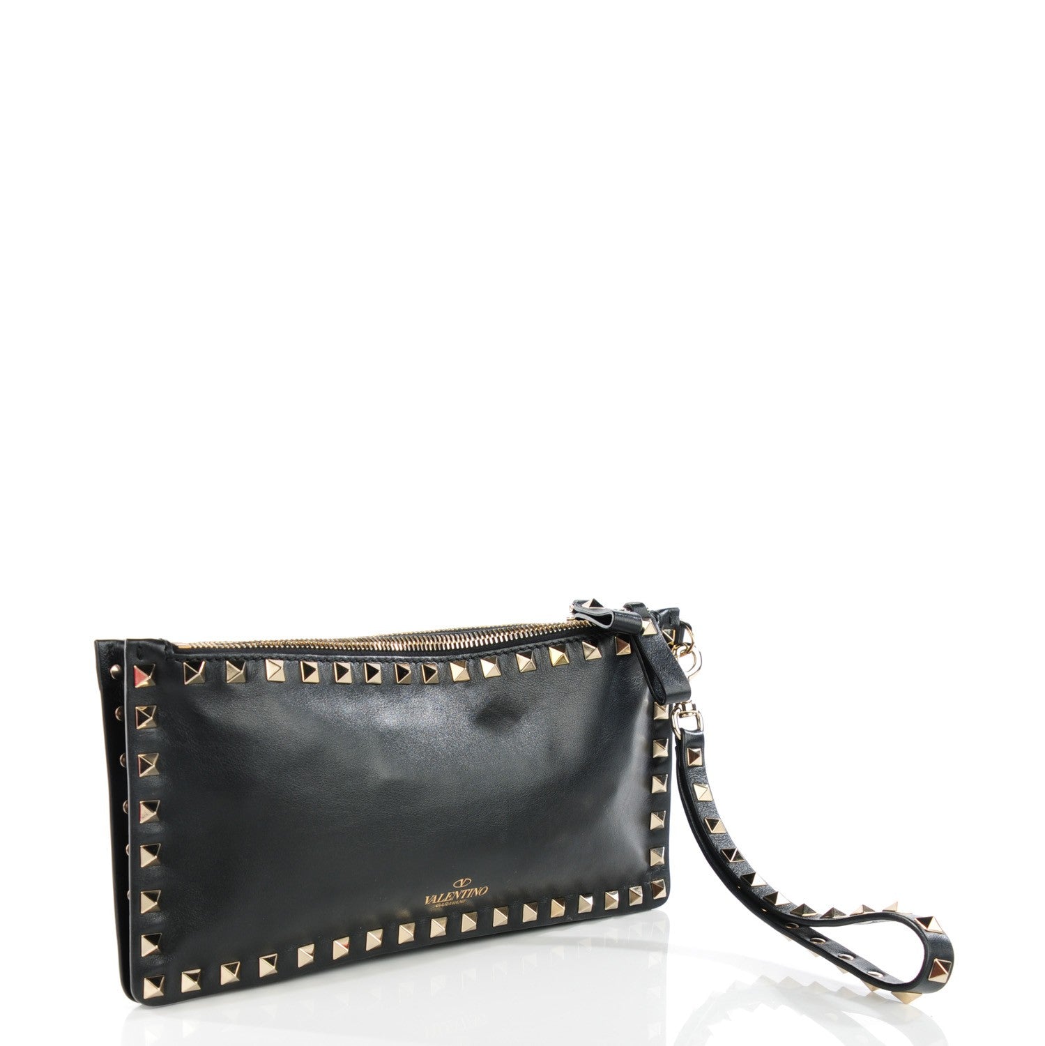 Valentino Garavani Vitello Rockstud Zip Wristlet Pouch Black 3 of 8