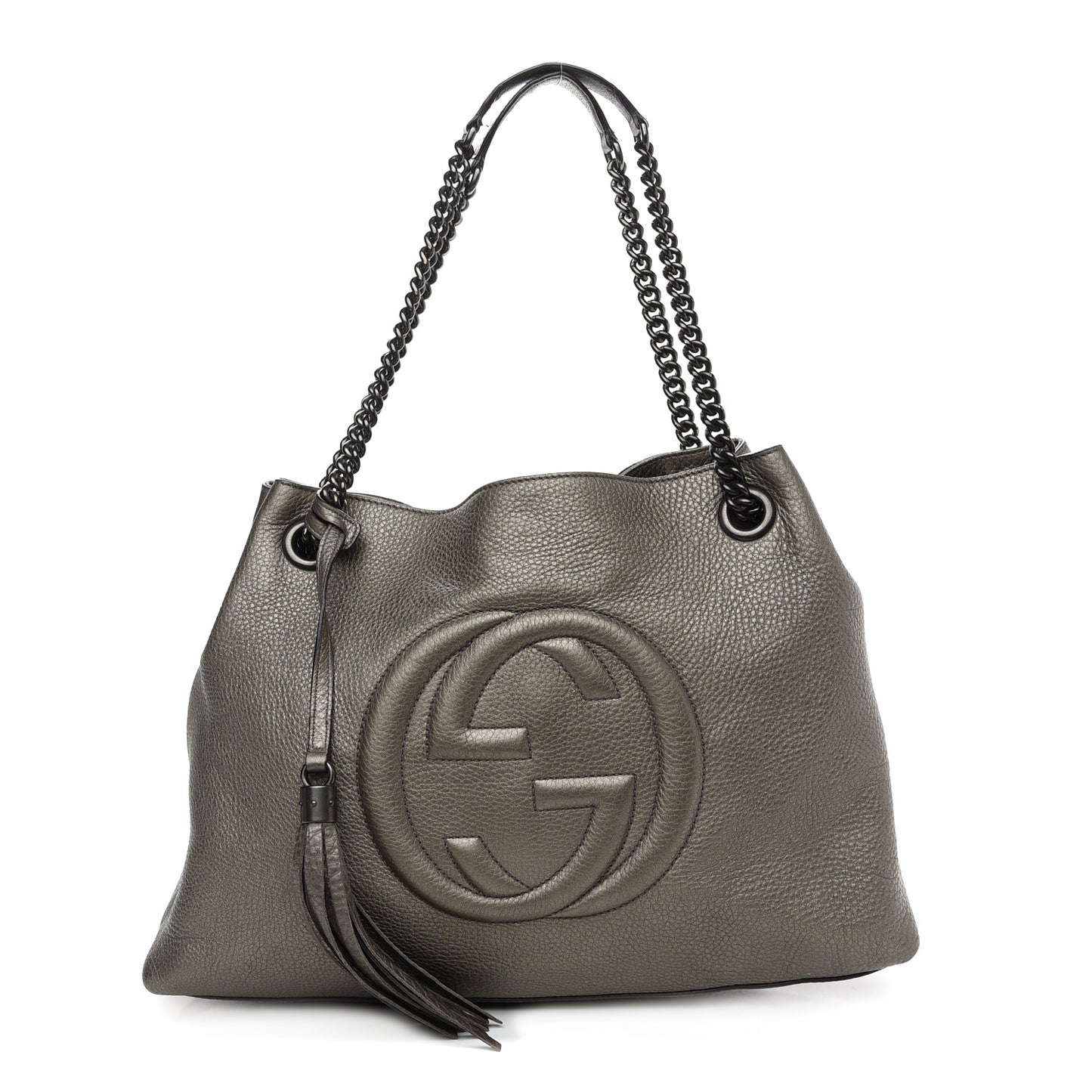 Metallic Pebbled Calfskin Medium Soho Chain Shoulder Bag Sasso