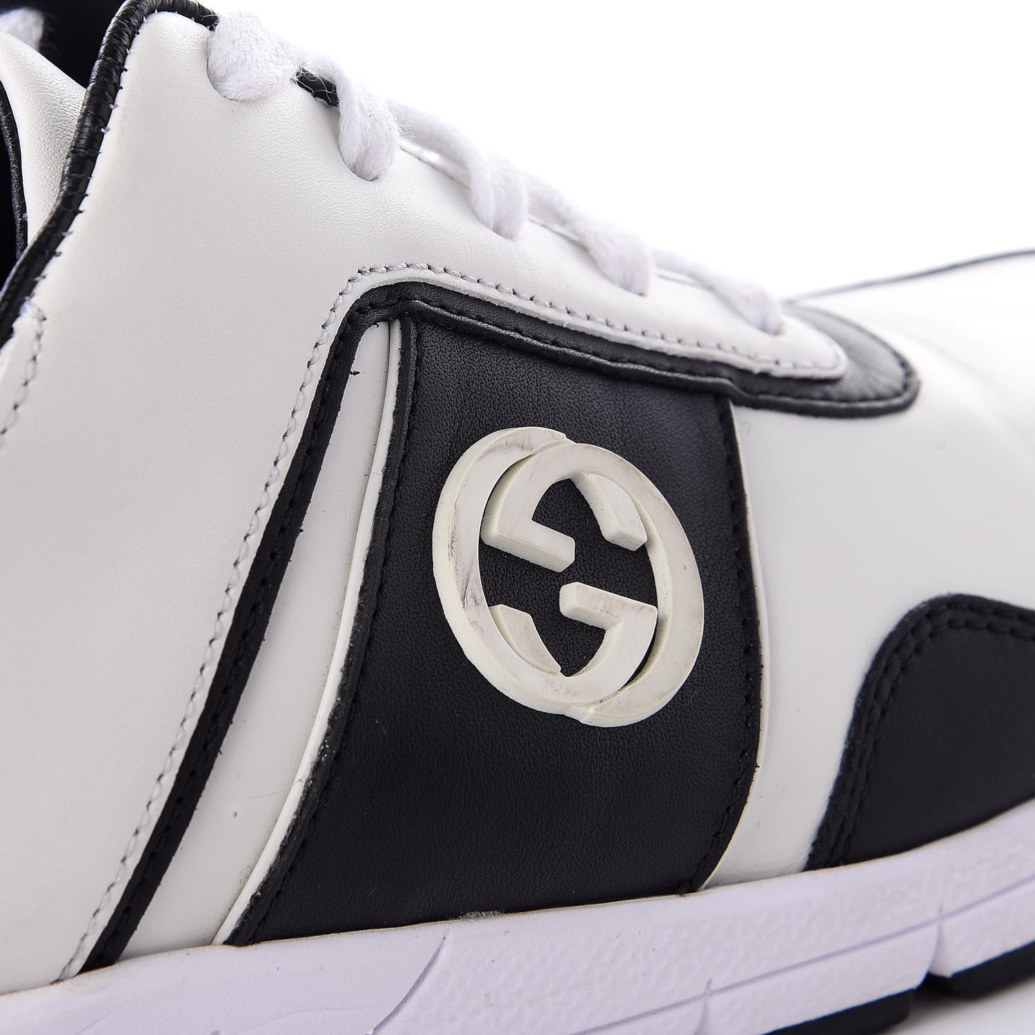 Gucci Calfskin Womens Interlocking G Sneakers 37.5 Black White 14 of 14