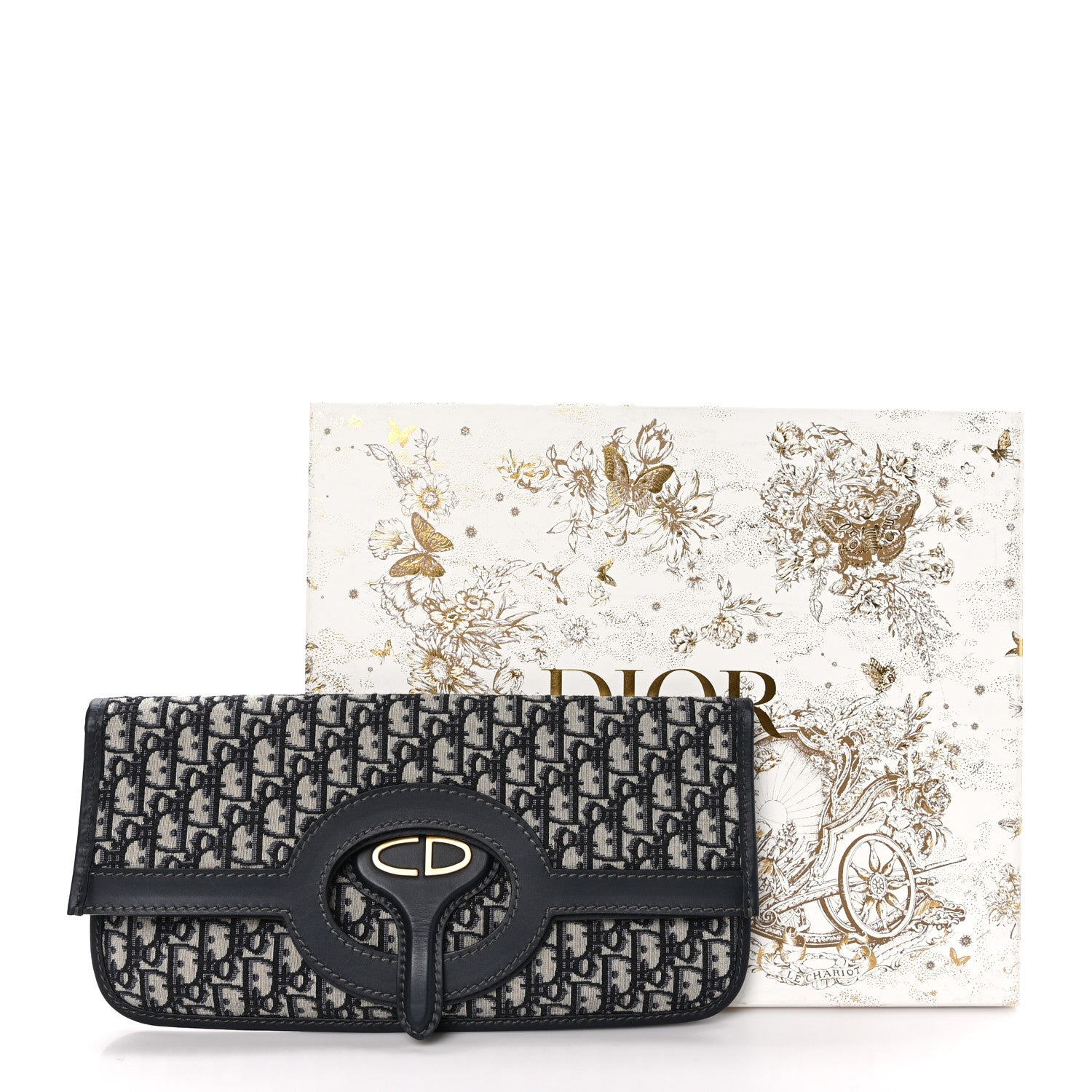 Christian Dior Oblique Fold Over Clutch Blue 8 of 8