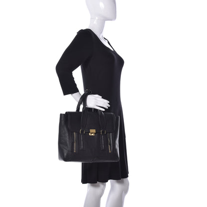 3.1 Phillip Lim Textured Calfskin Medium Pashli Satchel Black 3 of 13