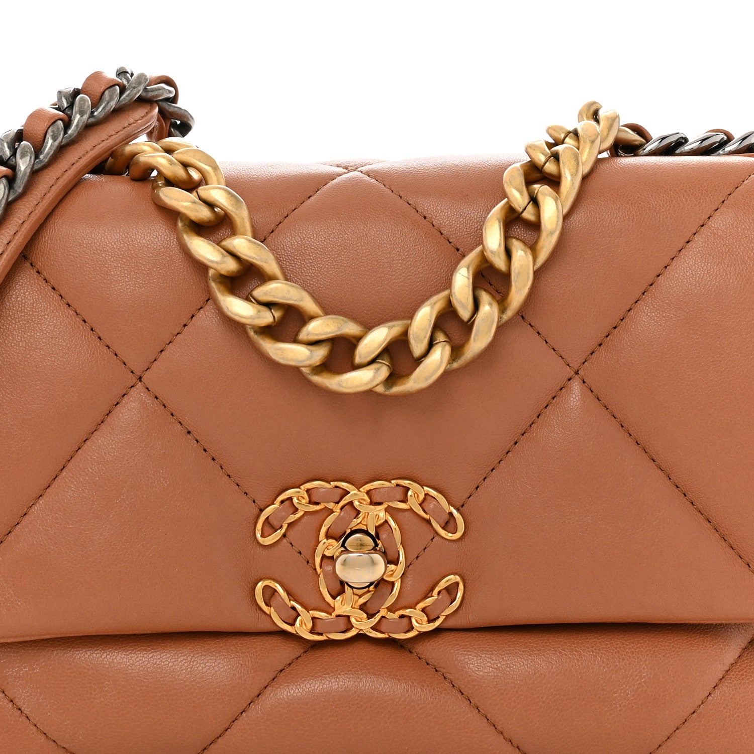 Chanel Lambskin Quilted Medium Chanel 19 Flap Brown 8 of 12