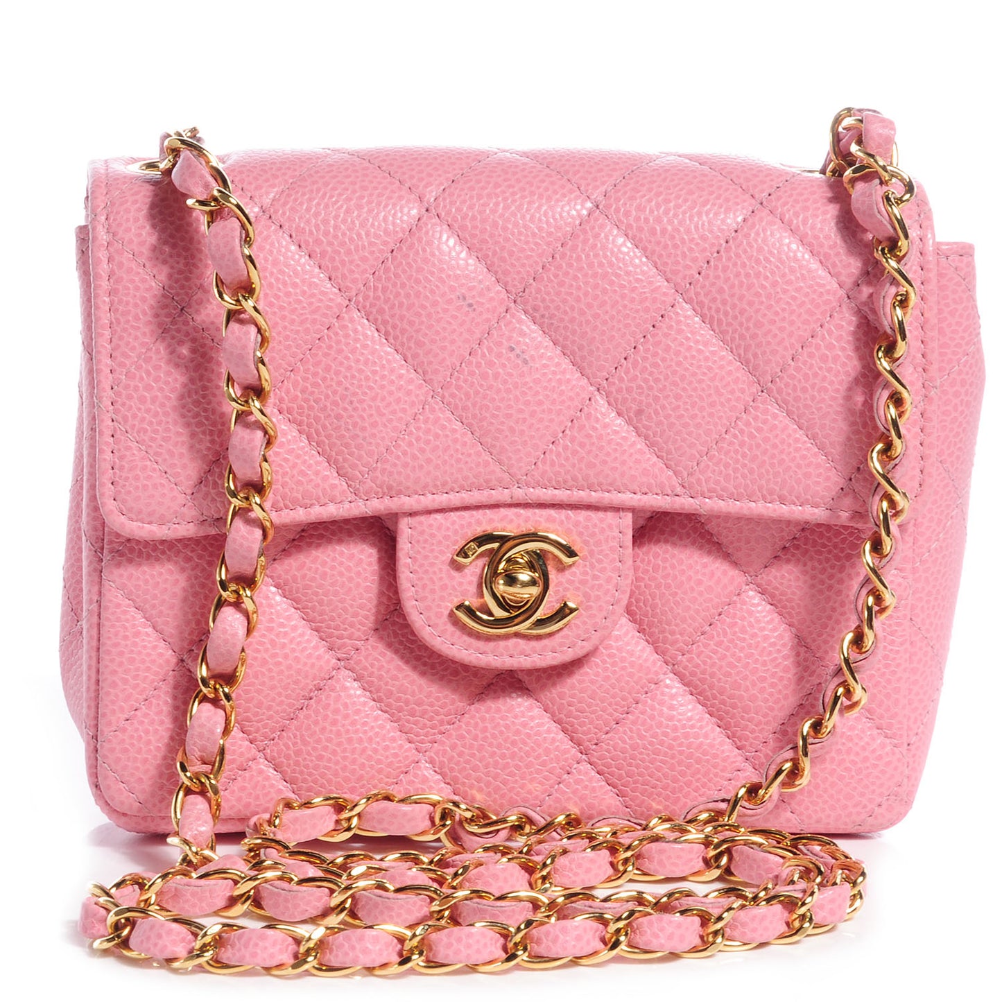 Caviar Quilted Mini Square Flap Pink