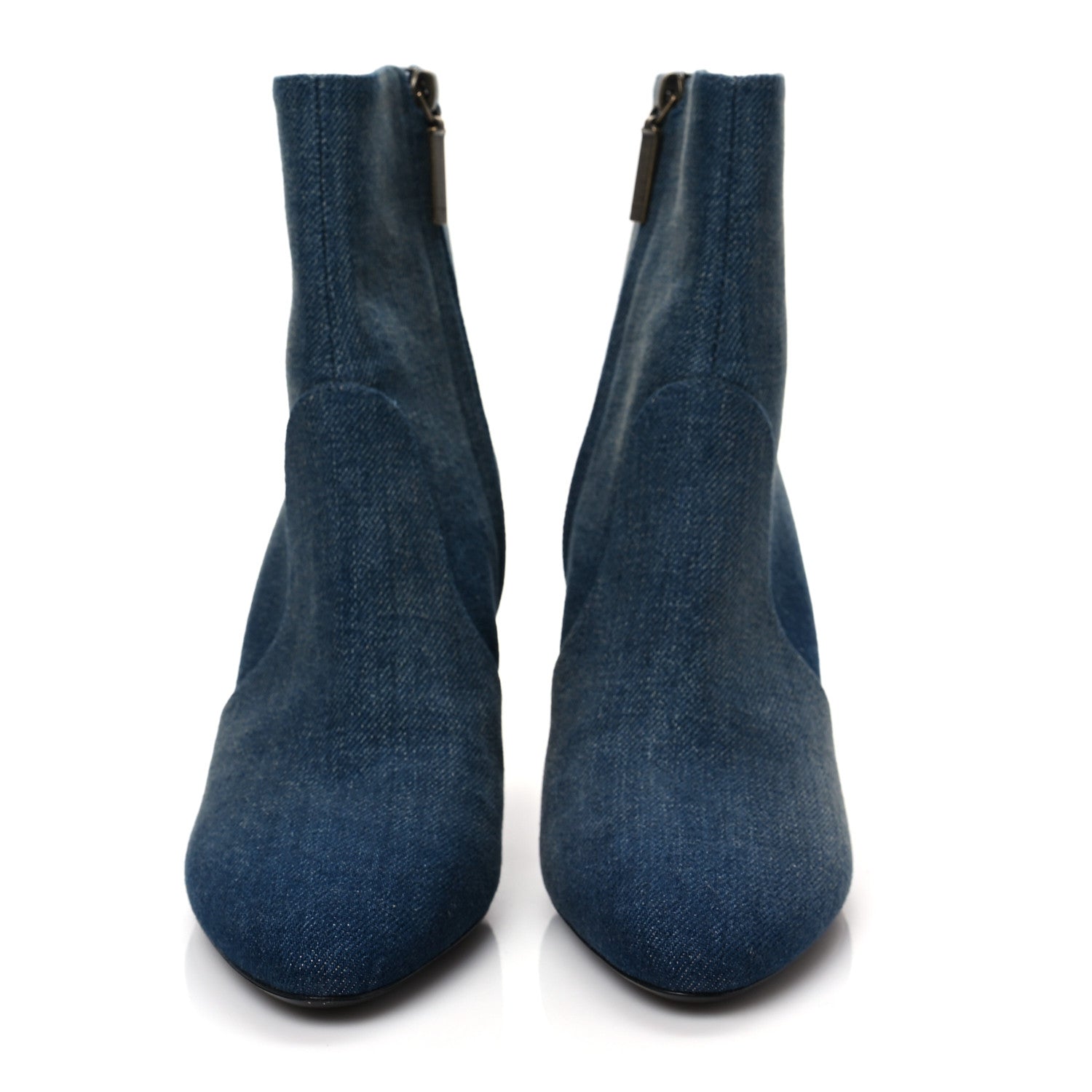 Saint Laurent Denim Lou 75 Ankle Zip Boots 36 Blue Jeans 2 of 7