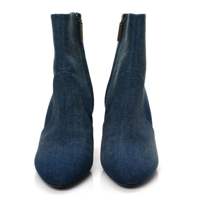 Saint Laurent Denim Lou 75 Ankle Zip Boots 36 Blue Jeans 2 of 7