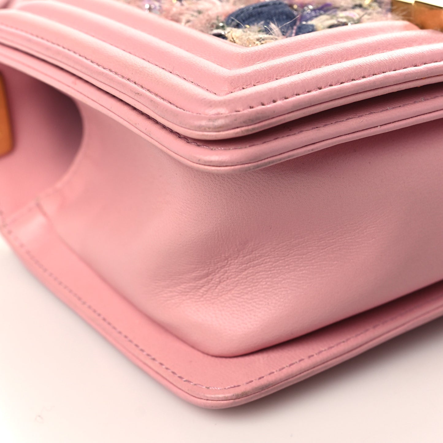 Lambskin Tweed Quilted Small Boy Flap Pink