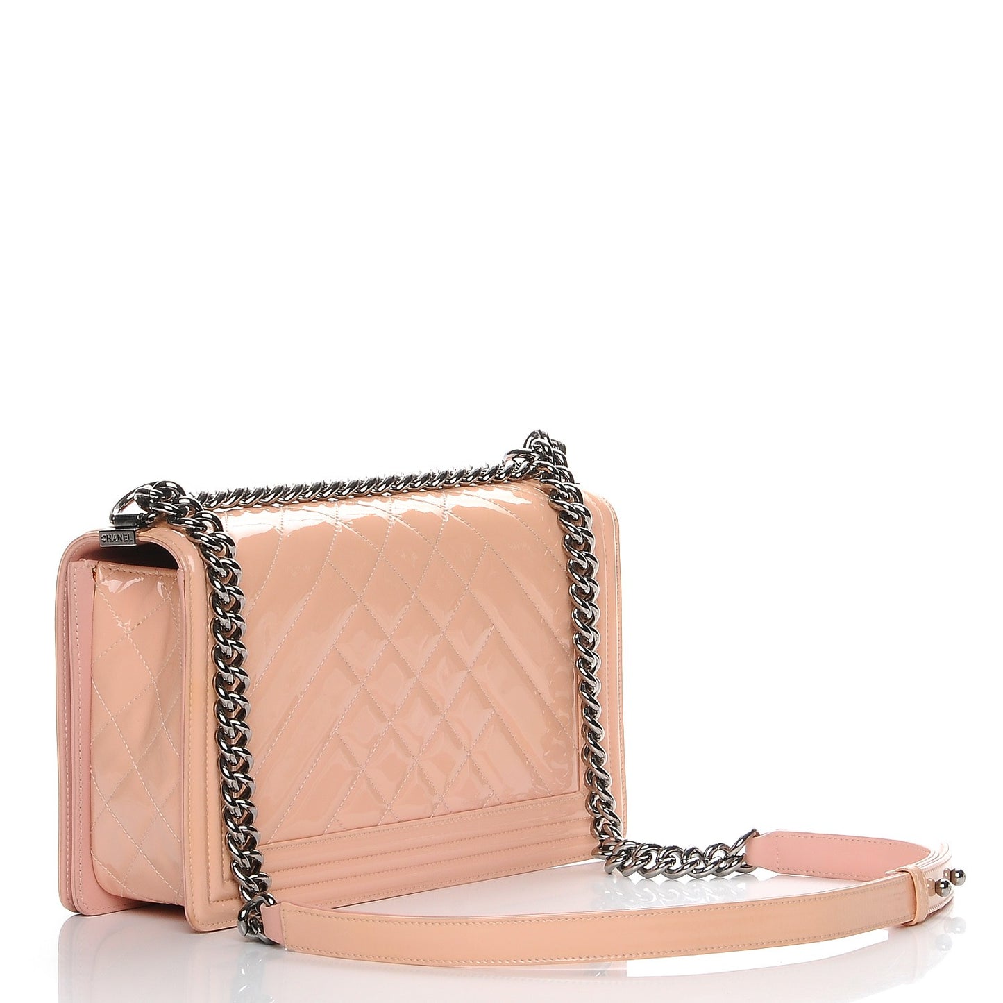 Patent Quilted Medium Boy Flap Light Pink