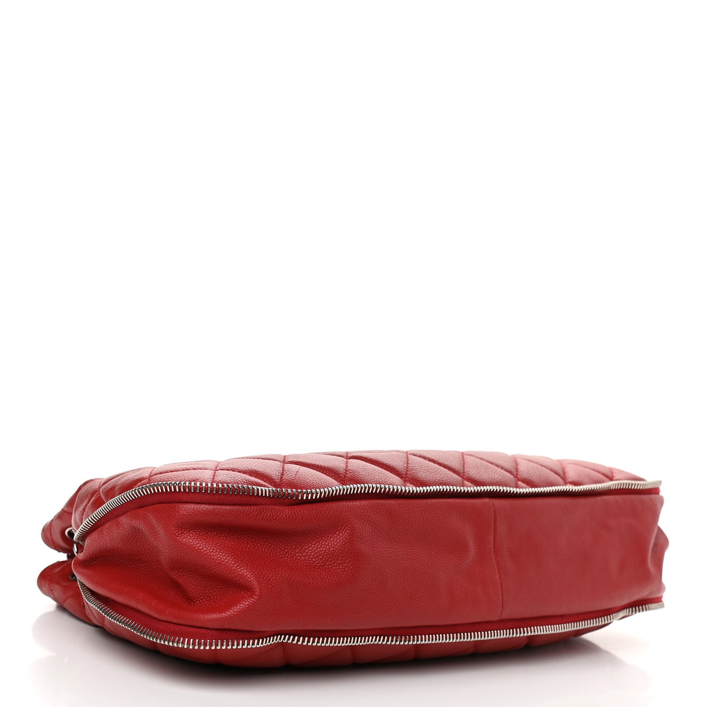 Caviar Quilted Expandable Zip Shoulder Bag Red