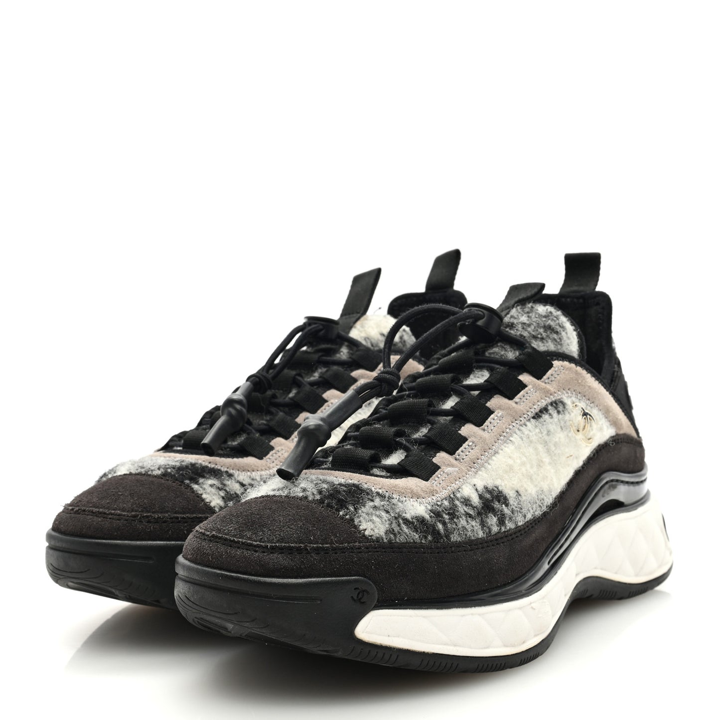 Suede Calfskin Mixed Fibers CC Sneakers 38 Grey