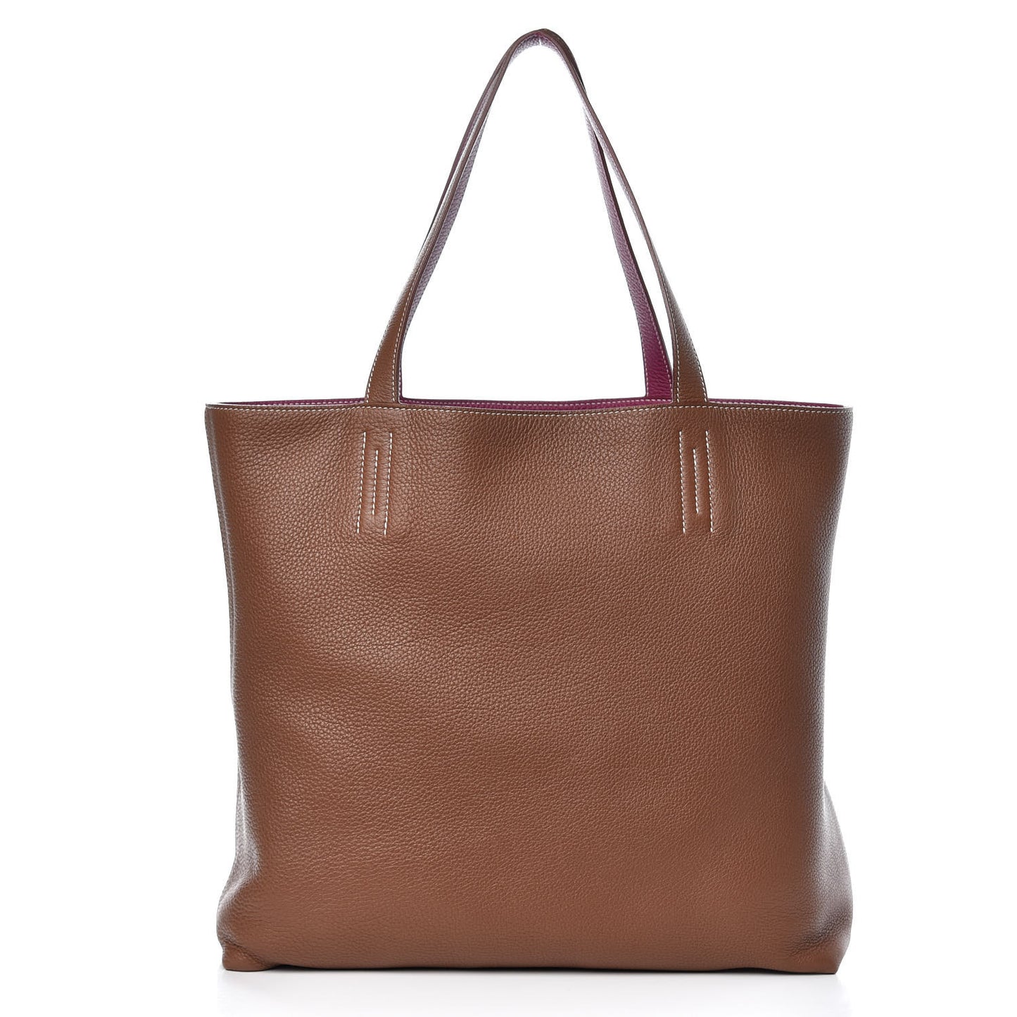 Taurillon Clemence Double Sens 36 Reversible Tote Marron Tosca