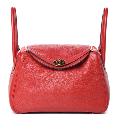 Hermes Taurillon Clemence Lindy 26 Rouge Casaque 1 of 14
