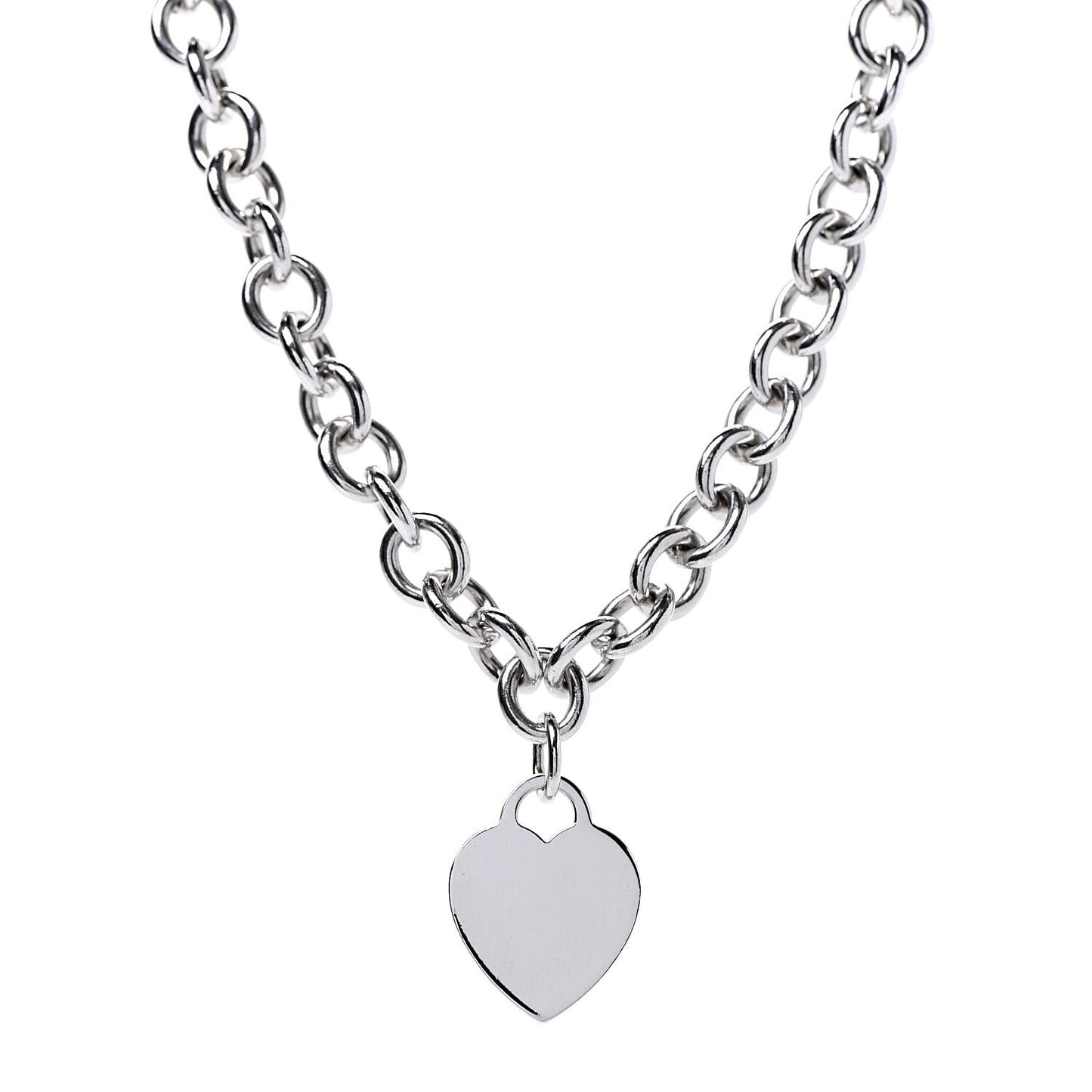 Sterling Silver Heart Tag Necklace