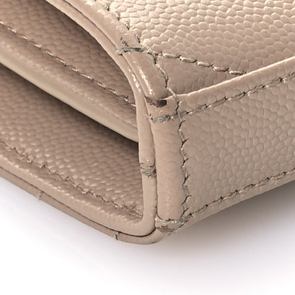 Saint Laurent Grain De Poudre Matelasse Chevron Monogram Chain Wallet Dark Beige 8 of 10