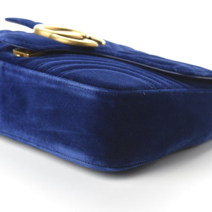Gucci Velvet Matelasse Medium GG Marmont Shoulder Bag Cobalt Blue 7 of 10