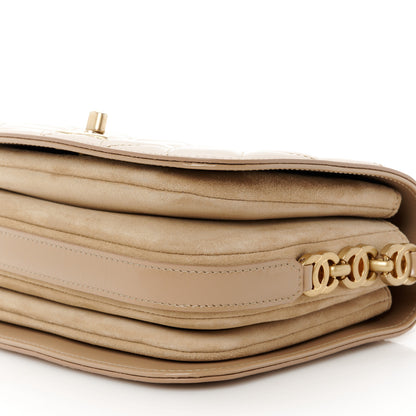 Chanel Shiny Calfskin Quilted Suede Goatskin Mini Messenger Beige 11 of 11