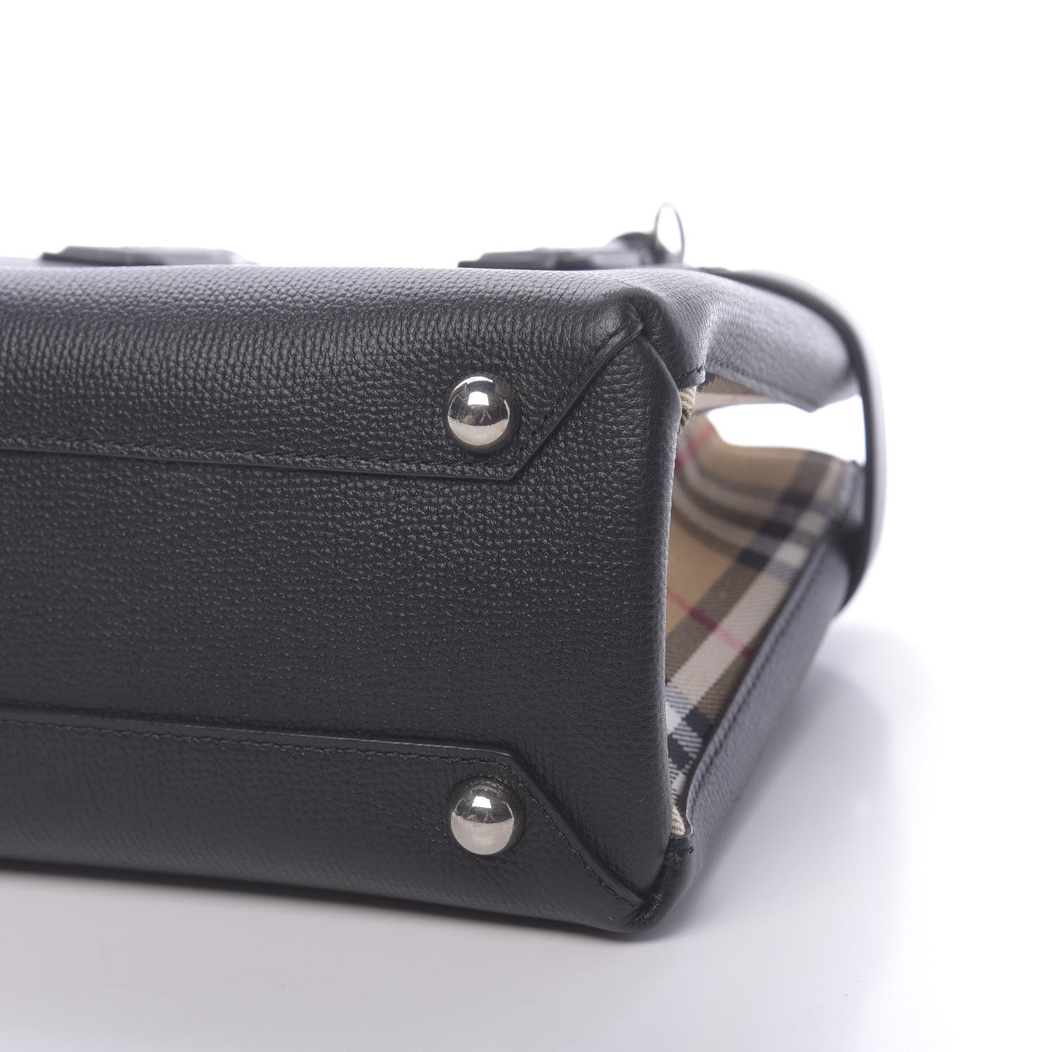 Burberry Grainy Calfskin House Check Small Banner Tote Black 10 of 13