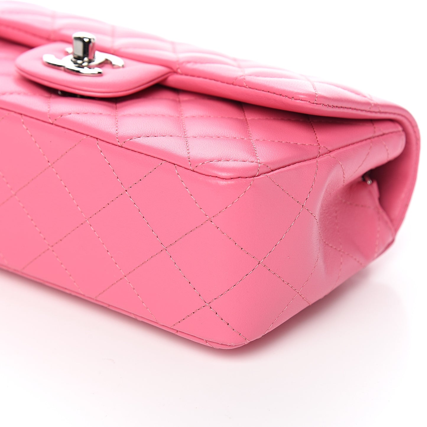 Lambskin Quilted Mini Rectangular Flap Pink