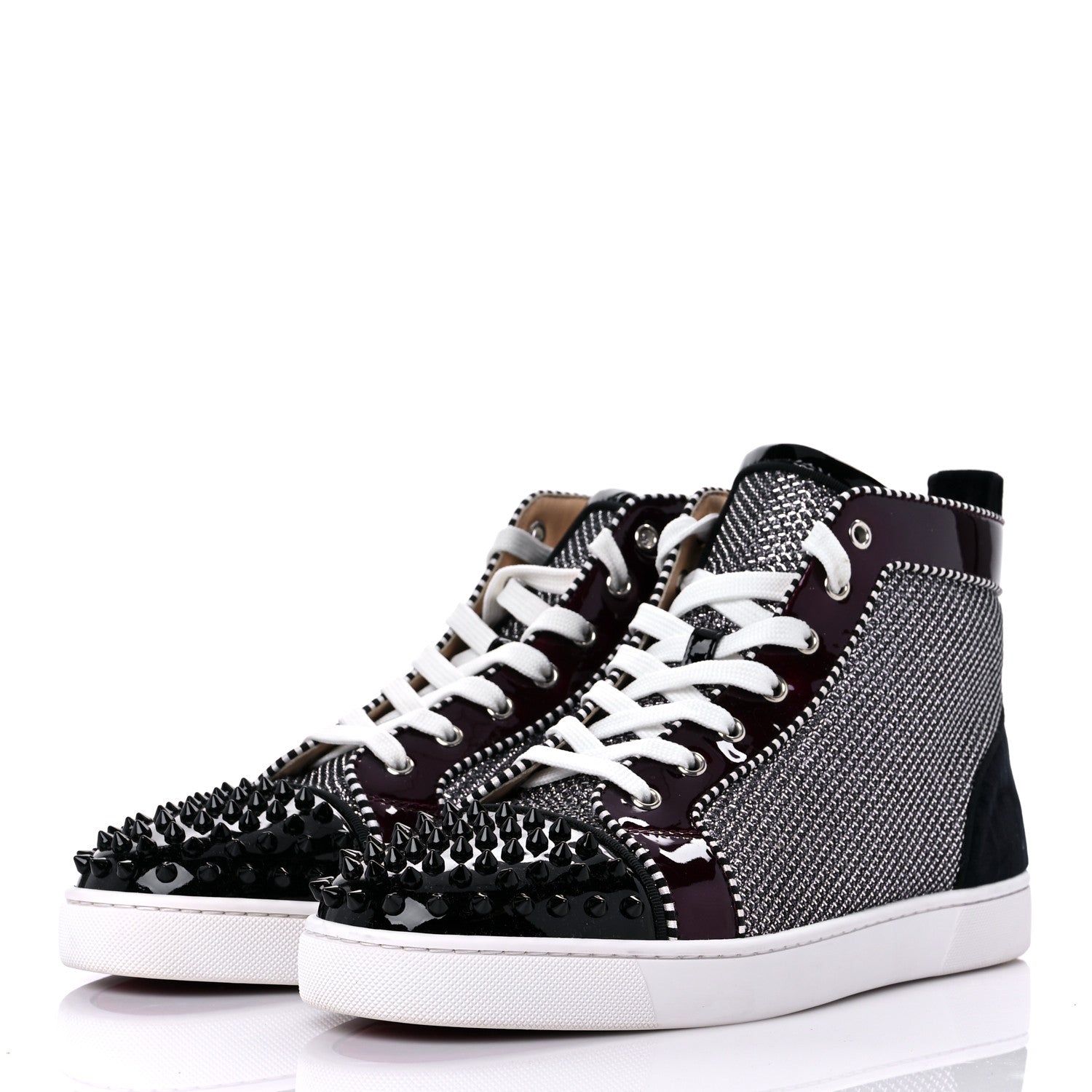 Christian Louboutin Lame Lou Spikes Flat Sneakers 45 Antic Silver 3 of 12