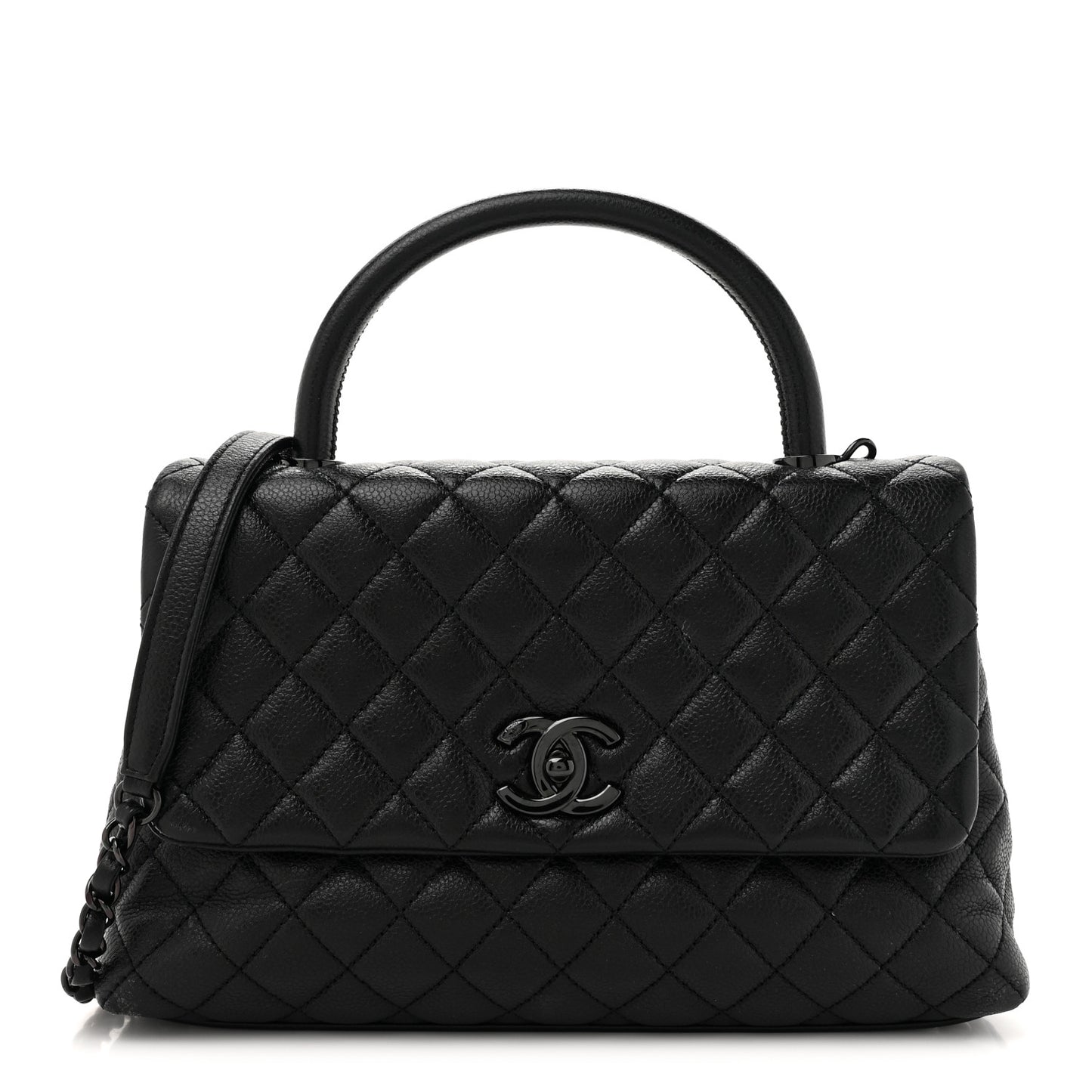 Caviar Quilted Small Coco Handle Flap So Black
