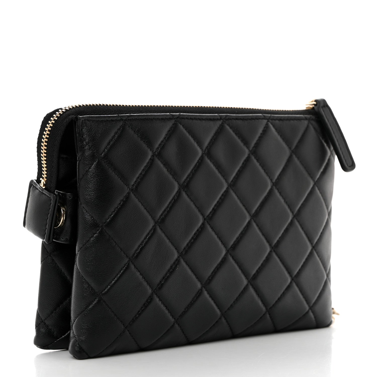 Chanel Lambskin Coco Charms Quilted Pouch Bag Black 2 of 7