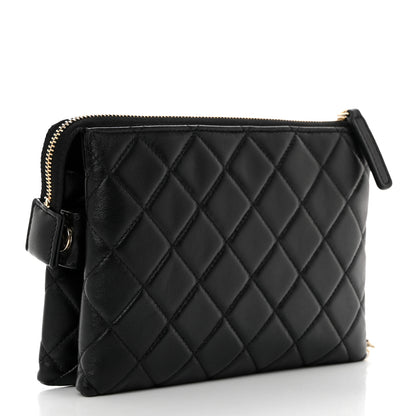 Chanel Lambskin Coco Charms Quilted Pouch Bag Black 2 of 7
