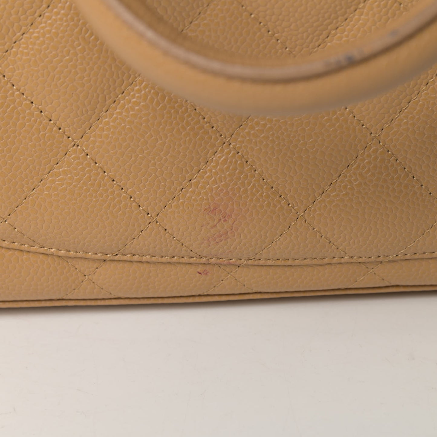 Caviar Quilted Large Bowler Bag Beige