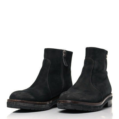 Chanel Suede Calfskin CC Short Boots 36.5 Bleu Fonce 3 of 8