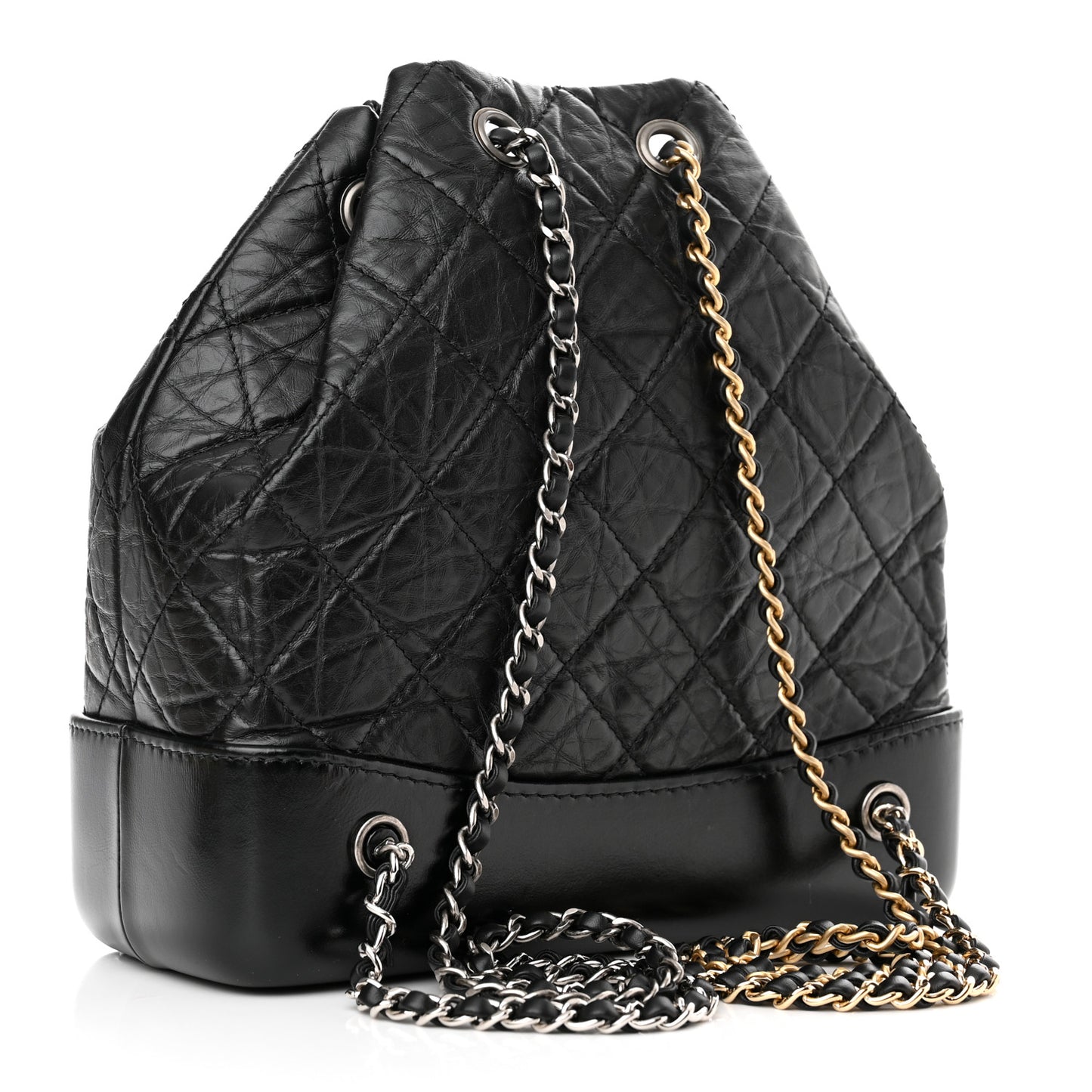 Aged Calfskin Quilted Small Gabrielle Backpack Black