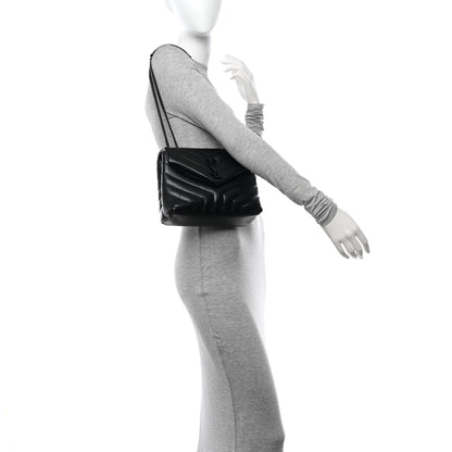 Saint Laurent SAINT LAURENT Calfskin Y Quilted Monogram Monochrome Small Loulou Chain Satchel Black 2 of 11