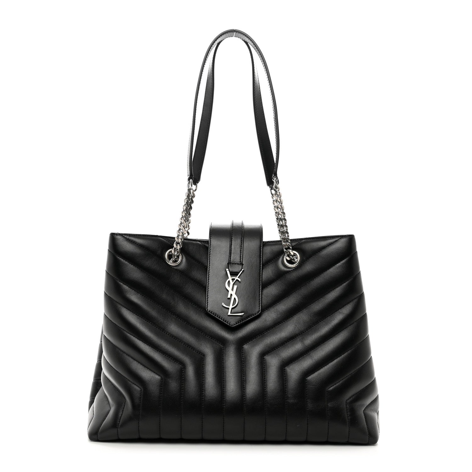 Saint Laurent Calfskin Y Quilted Monogram Large Loulou Shopper Black 1 of 11
