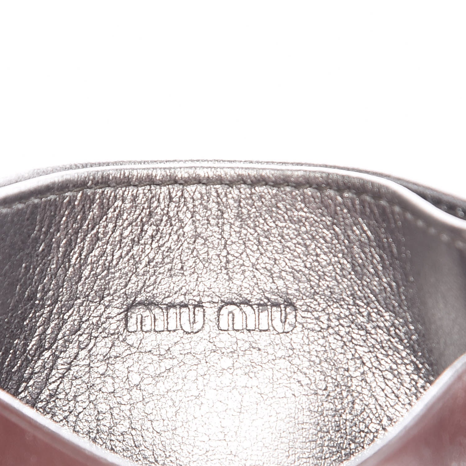 Miu Miu Metallic Goatskin Matelasse Crystal Miu Card Case Cromo 6 of 9