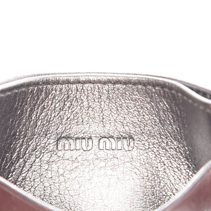 Miu Miu Metallic Goatskin Matelasse Crystal Miu Card Case Cromo 6 of 9