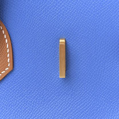 Hermes Epsom Horseshoe Birkin 35 Bleu Izmir Gold 24 of 31