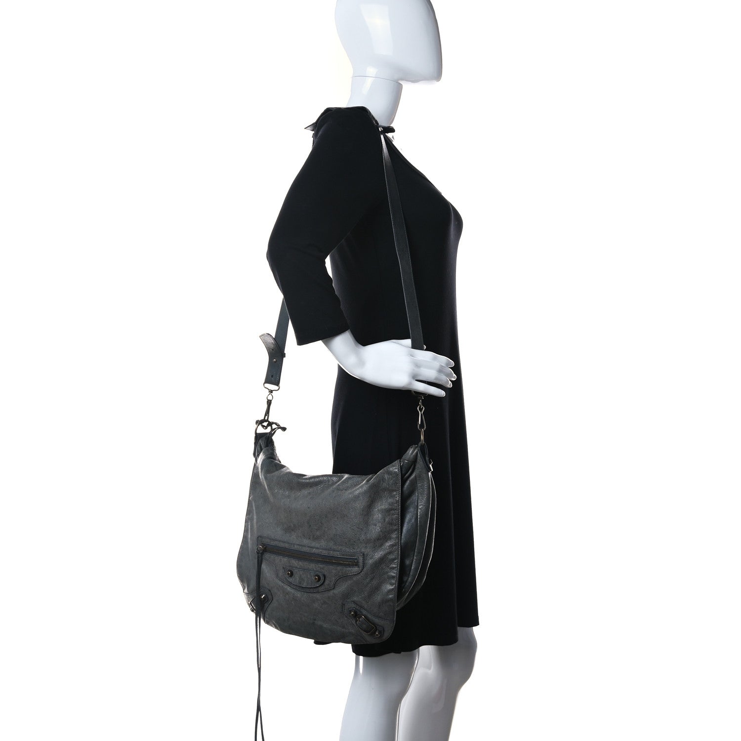 Balenciaga Agneau Classic Hardware Folk Messenger Anthracite 2 of 15